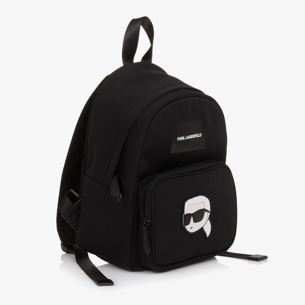 KARL LAGERFELD KIDS-Karl Ikonik Black Backpack (30cm) | Childrensalon