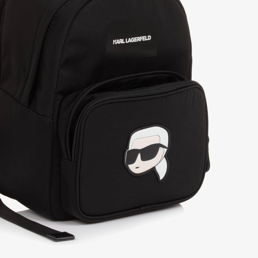 KARL LAGERFELD KIDS-Karl Ikonik Black Backpack (30cm) | Childrensalon
