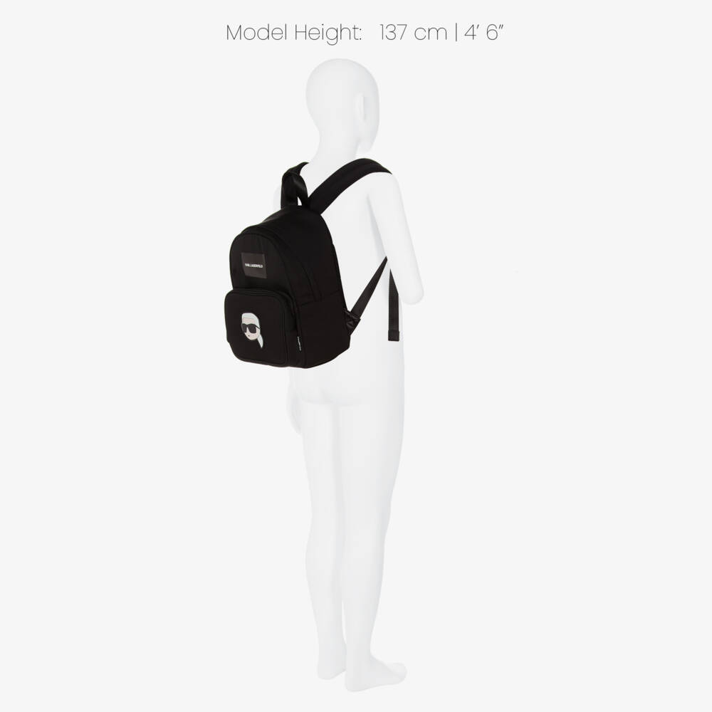 KARL LAGERFELD KIDS-Karl Ikonik Black Backpack (30cm) | Childrensalon