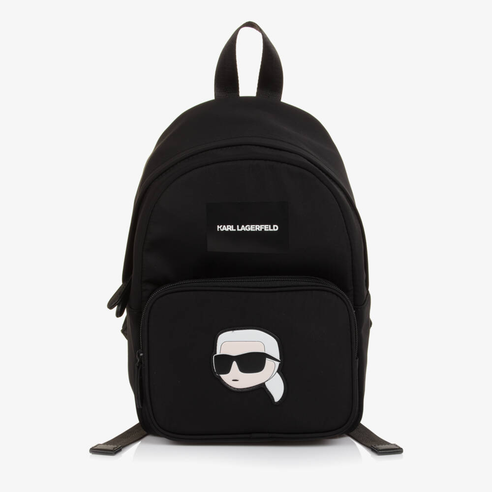 KARL LAGERFELD KIDS-Karl Ikonik Black Backpack (30cm) | Childrensalon