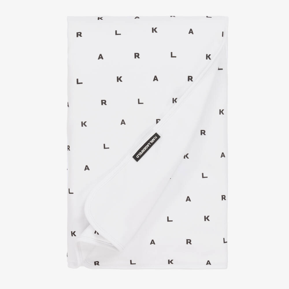 KARL LAGERFELD KIDS-White Padded Cotton Blanket (75cm) | Childrensalon