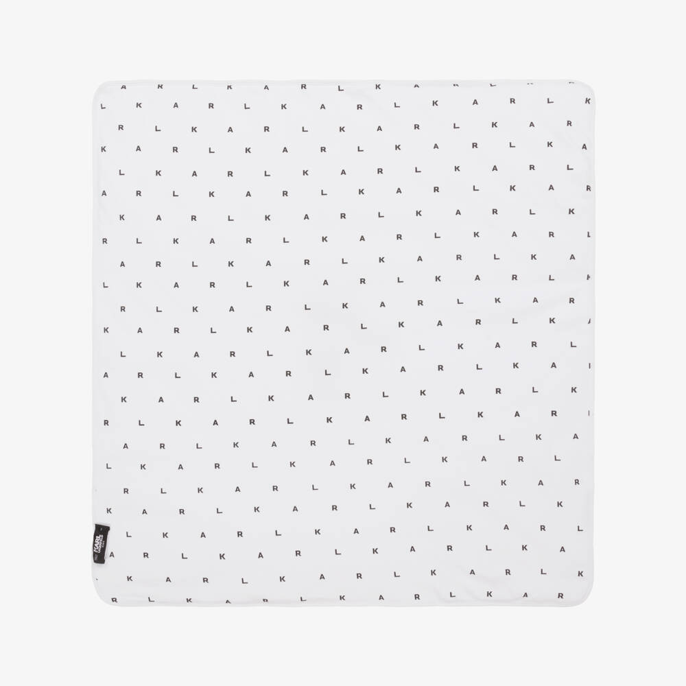 KARL LAGERFELD KIDS-White Padded Cotton Blanket (75cm) | Childrensalon