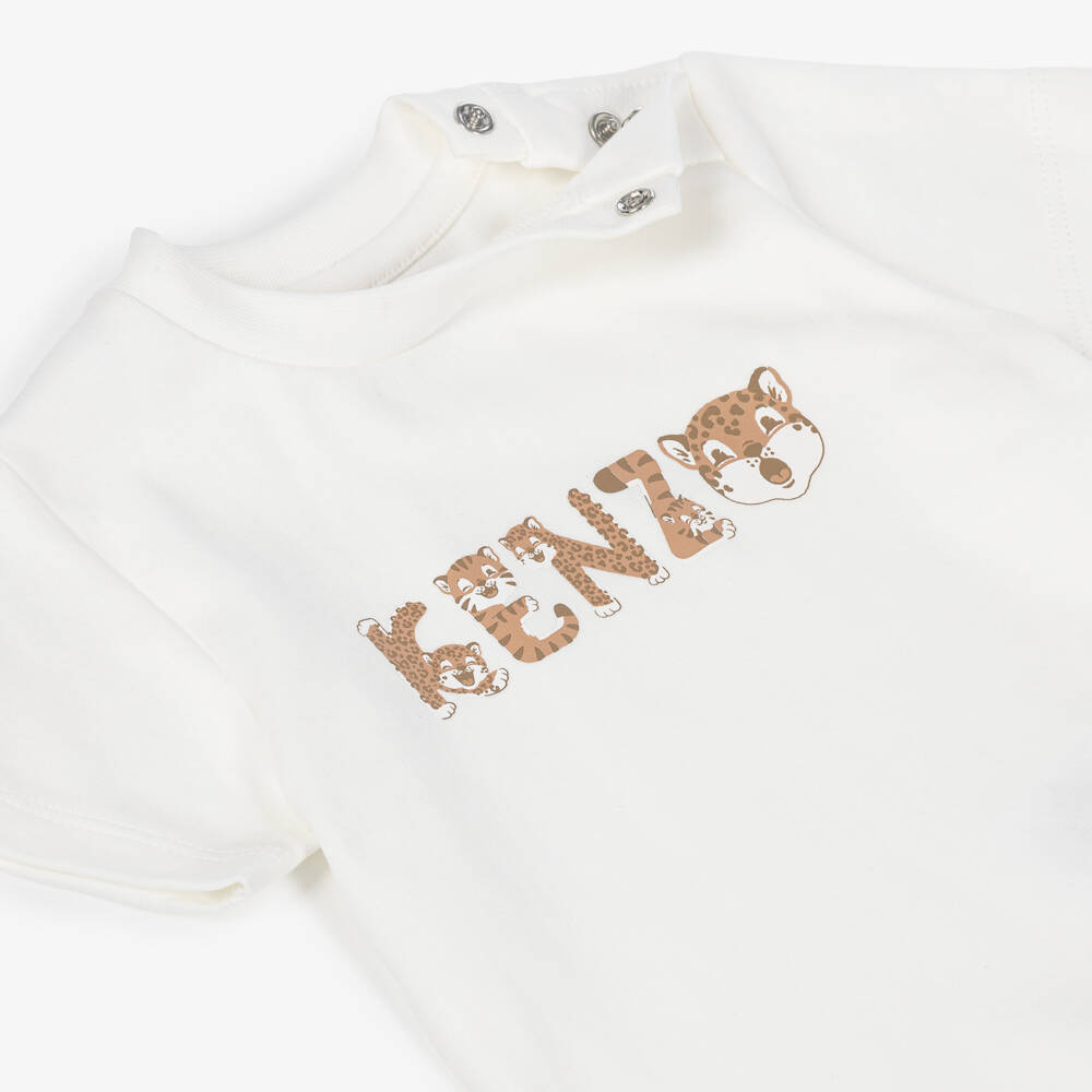 KENZO KIDS-Baby Boys Beige Cotton Tiger Cub Trouser Set | Childrensalon