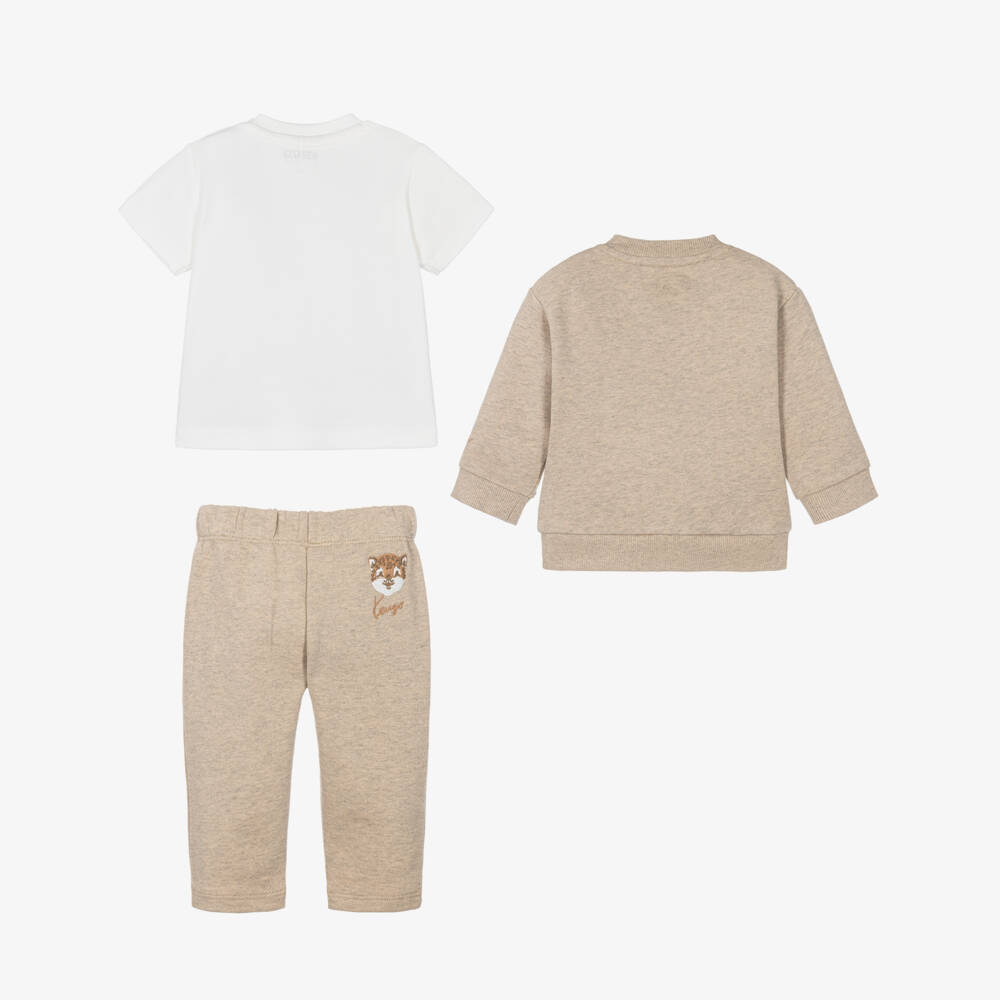 KENZO KIDS-Baby Boys Beige Cotton Tiger Cub Trouser Set | Childrensalon