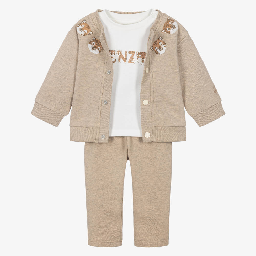 KENZO KIDS-Baby Boys Beige Cotton Tiger Cub Trouser Set | Childrensalon