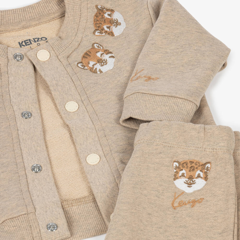KENZO KIDS-Baby Boys Beige Cotton Tiger Cub Trouser Set | Childrensalon