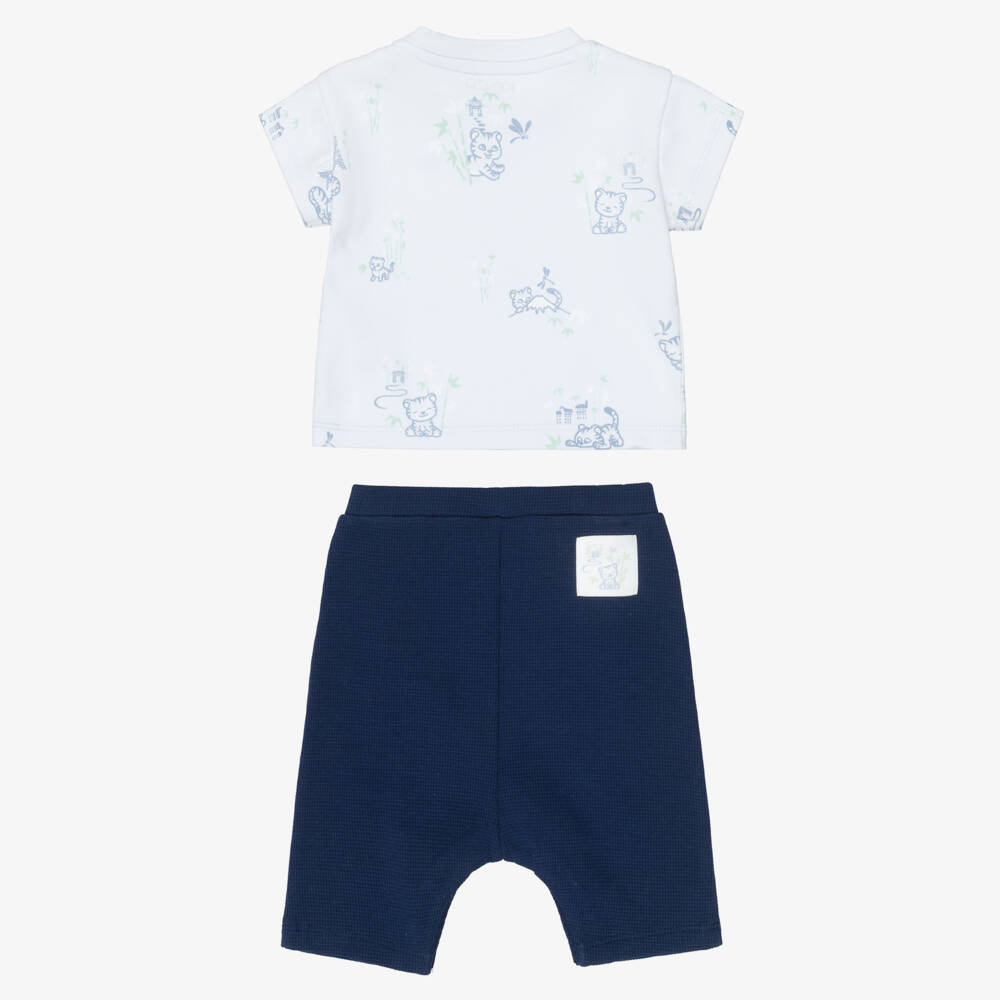 KENZO KIDS-Baby Boys Navy & Pale Blue Cotton Shorts Set | Childrensalon