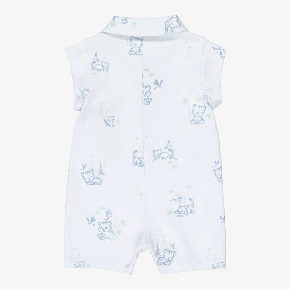 KENZO KIDS-Baby Boys Pale Blue Cotton Shortie with Baby Tiger Print | Childrensalon