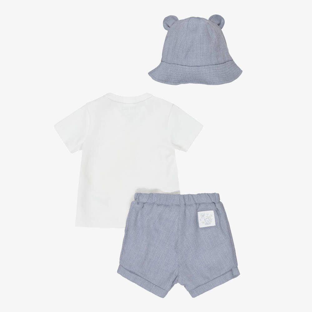 KENZO KIDS-Baby Boys White Jersey & Blue Piqué Shorts Set | Childrensalon