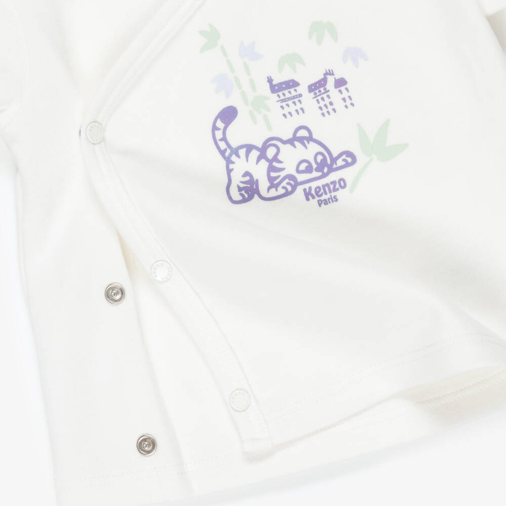 KENZO KIDS-Baby Boys White Jersey & Blue Tiger Print Shorts Set | Childrensalon