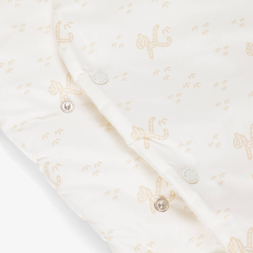 KENZO KIDS-Baby Girls Ivory Cotton Nest with Tiger Tail K Print (85cm) | Childrensalon