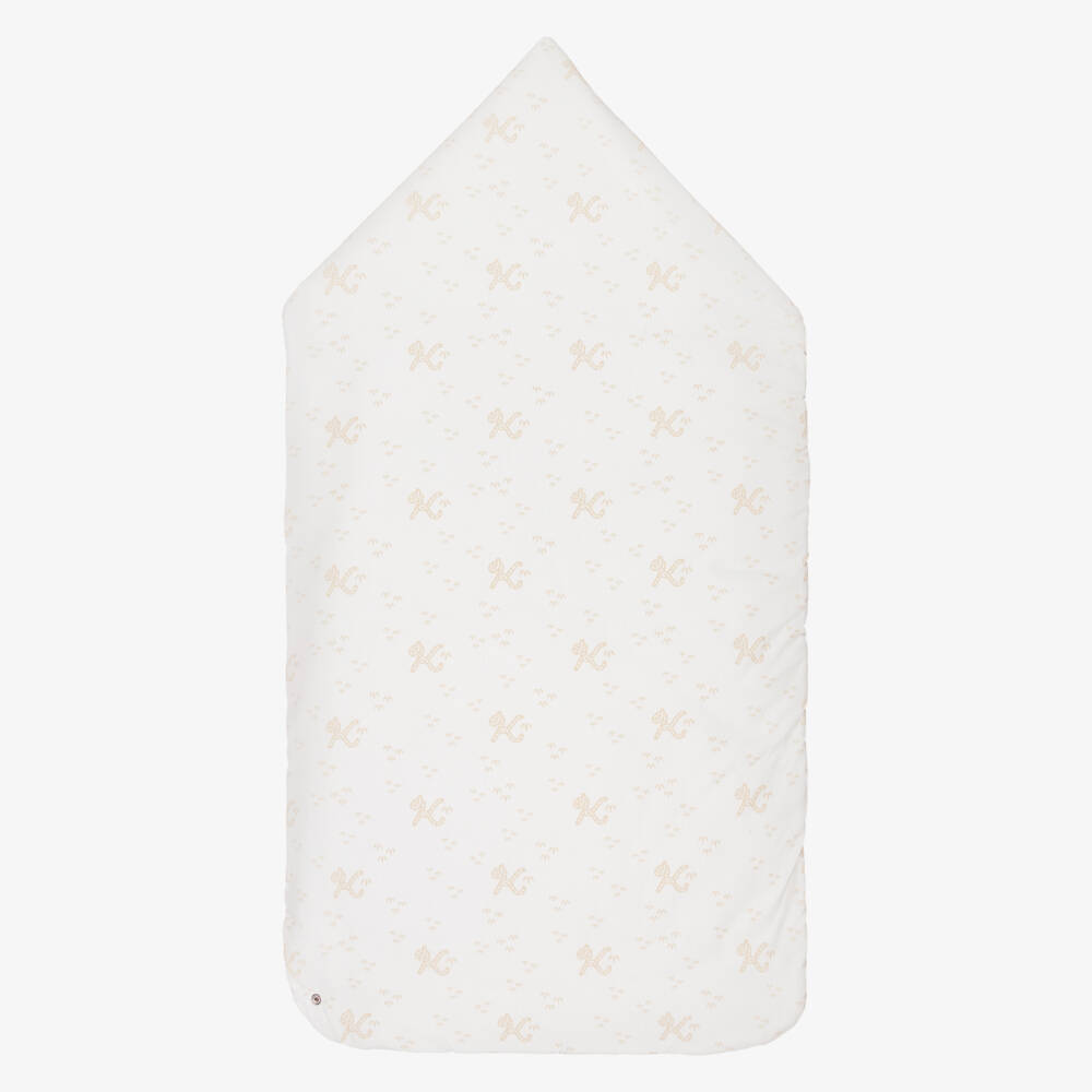 KENZO KIDS-Baby Girls Ivory Cotton Nest with Tiger Tail K Print (85cm) | Childrensalon