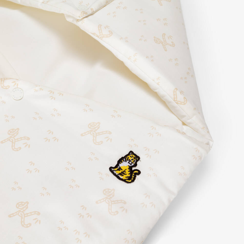 KENZO KIDS-Baby Girls Ivory Cotton Nest with Tiger Tail K Print (85cm) | Childrensalon