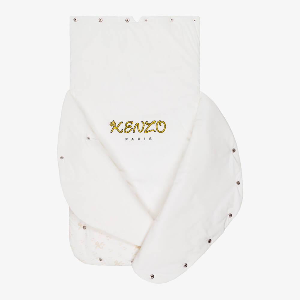 KENZO KIDS-Baby Girls Ivory Cotton Nest with Tiger Tail K Print (85cm) | Childrensalon