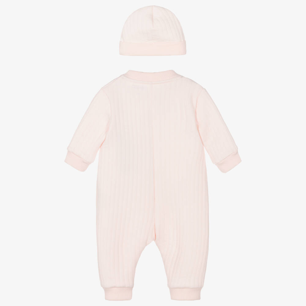 KENZO KIDS-Baby Girls Pale Pink Quilted Jersey Babysuit Set | Childrensalon