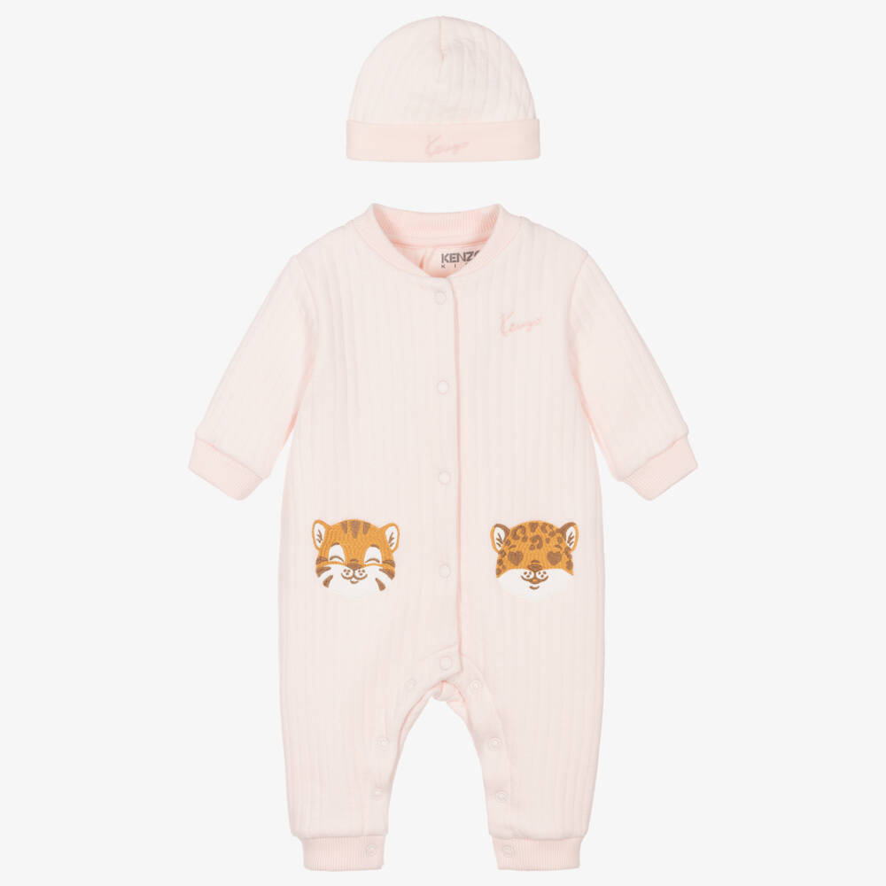 KENZO KIDS-Baby Girls Pale Pink Quilted Jersey Babysuit Set | Childrensalon