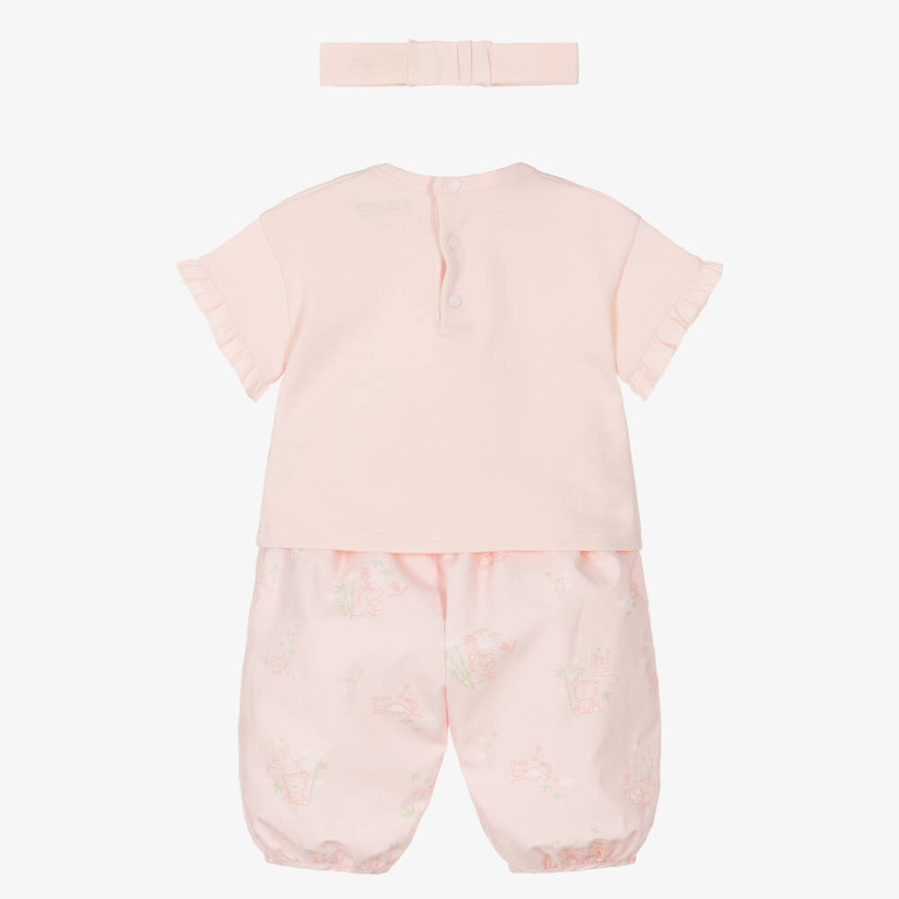 KENZO KIDS-Baby Girls Pink Cotton Trouser Set | Childrensalon