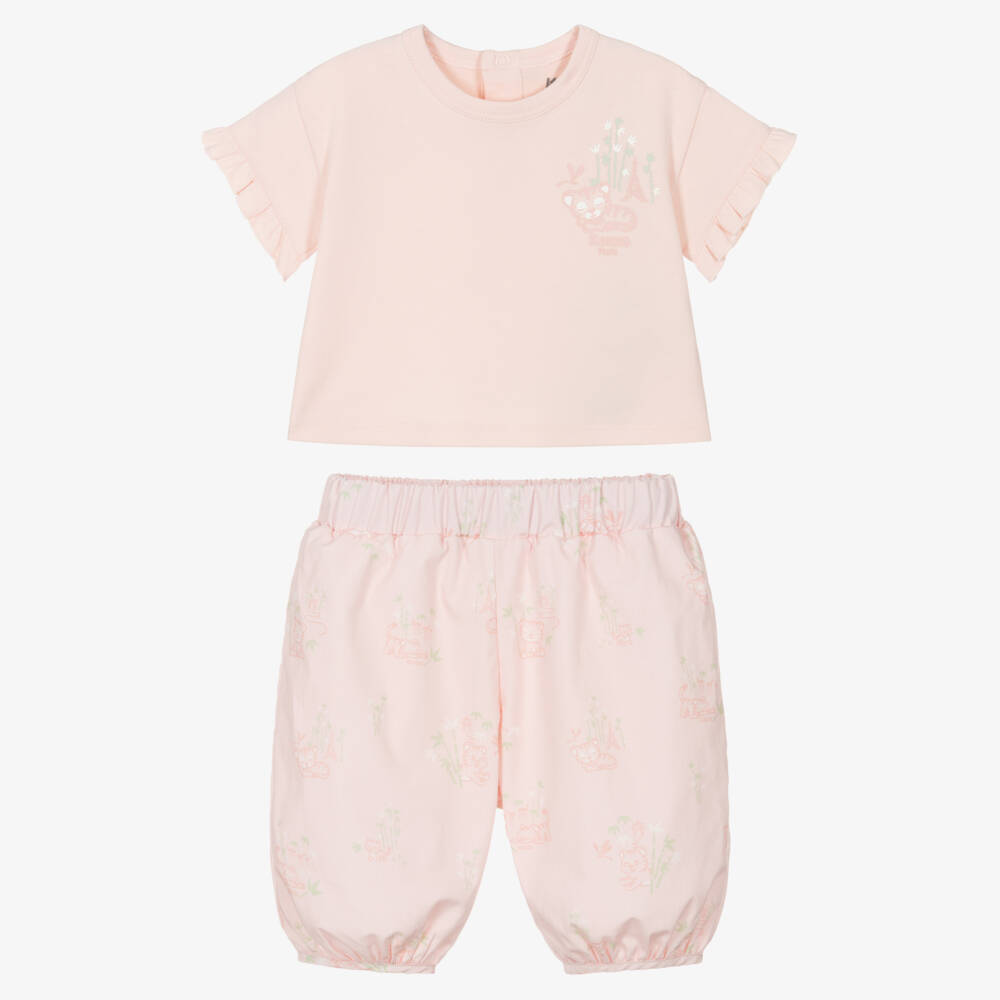 KENZO KIDS-Baby Girls Pink Cotton Trouser Set | Childrensalon