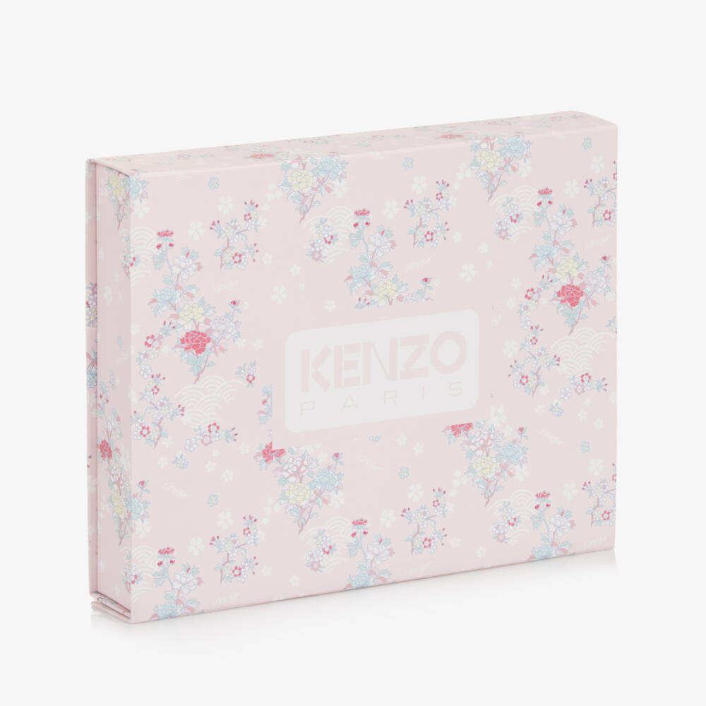 KENZO KIDS-Baby Girls Pink Floral Cotton Trouser Gift Set | Childrensalon
