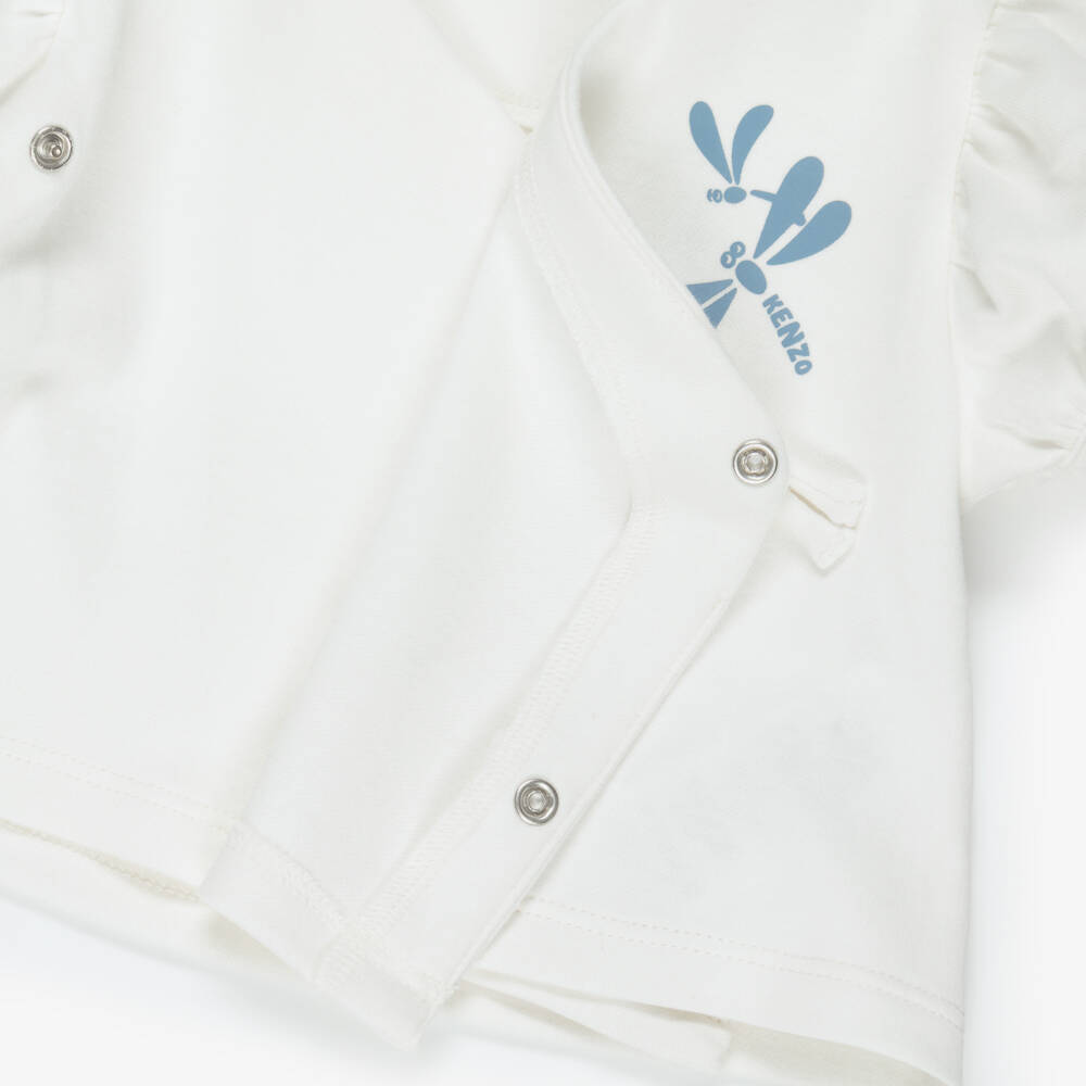 KENZO KIDS-Baby Girls White & Blue Dragonfly Print Shorts Set | Childrensalon