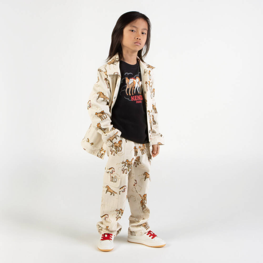 KENZO KIDS-Black Cotton Lunar New Year T-Shirt | Childrensalon