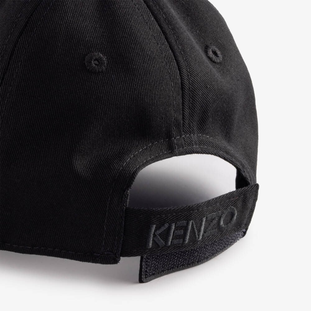 KENZO KIDS-Black Cotton Tiger & Friend Cap | Childrensalon