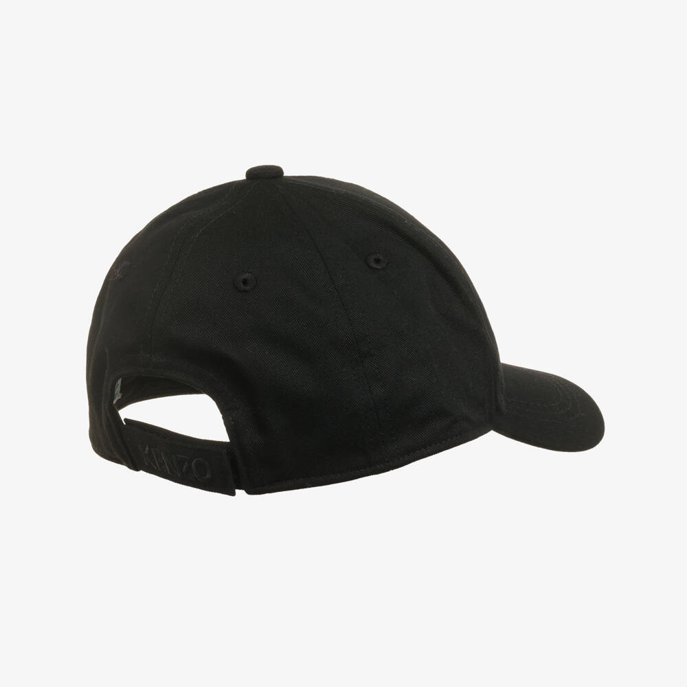 KENZO KIDS-Black Cotton Tiger & Friend Cap | Childrensalon
