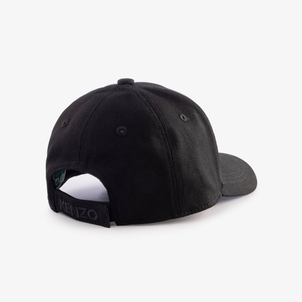 KENZO KIDS-Black Cotton Tiger & Friend Cap | Childrensalon