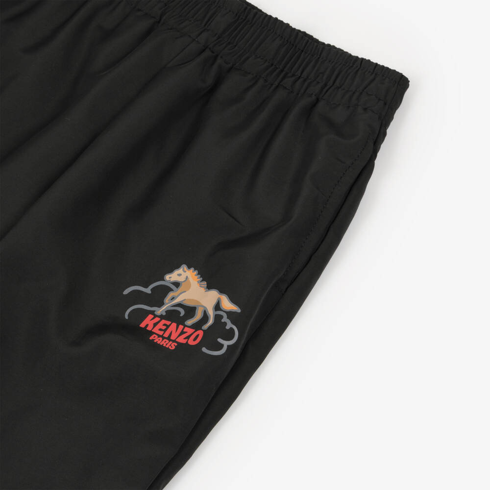 KENZO KIDS-Black Lunar New Year Joggers with Elasticated Ankles | Childrensalon