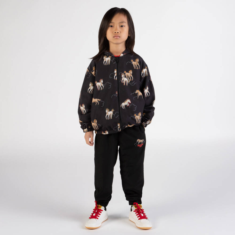 KENZO KIDS-Black Lunar New Year Joggers with Elasticated Ankles | Childrensalon