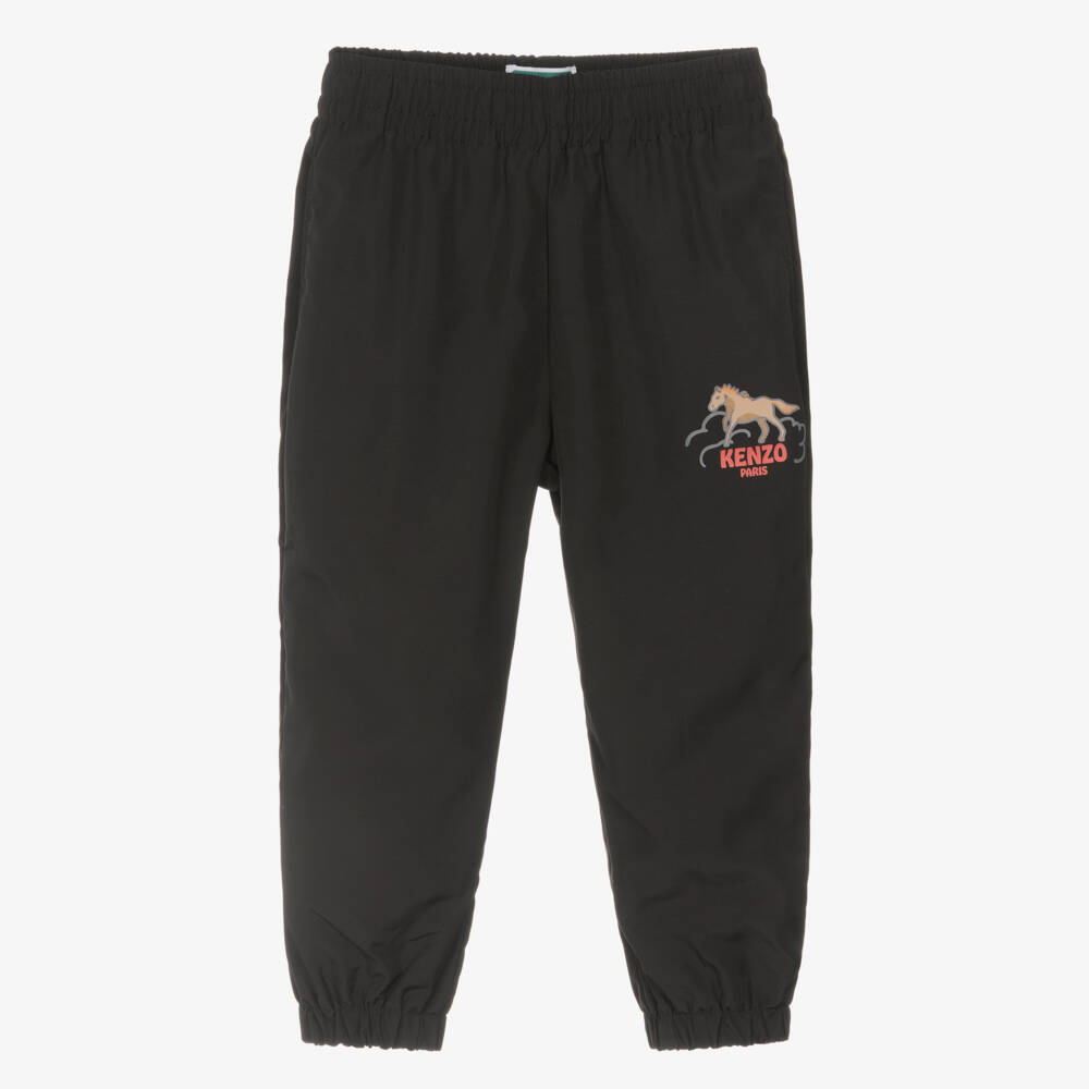 KENZO KIDS-Black Lunar New Year Joggers with Elasticated Ankles | Childrensalon