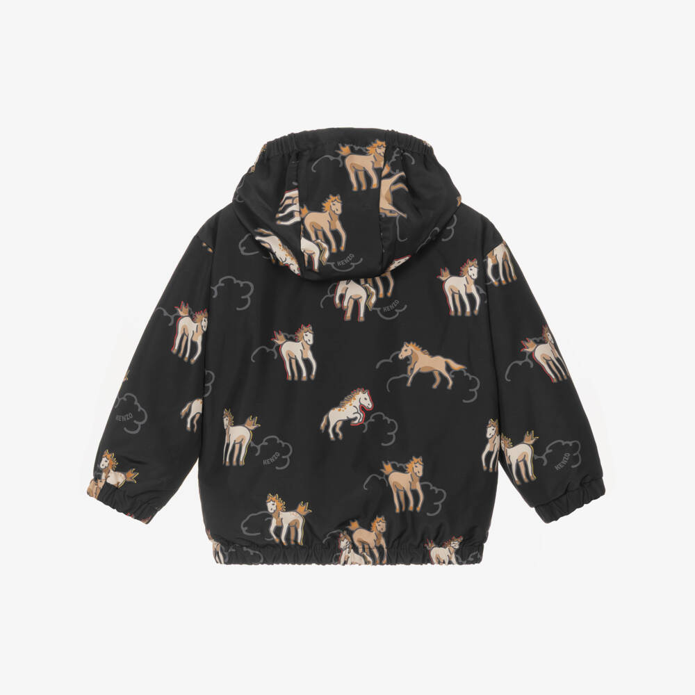 KENZO KIDS-Black Lunar New Year Reversible Hooded Jacket | Childrensalon