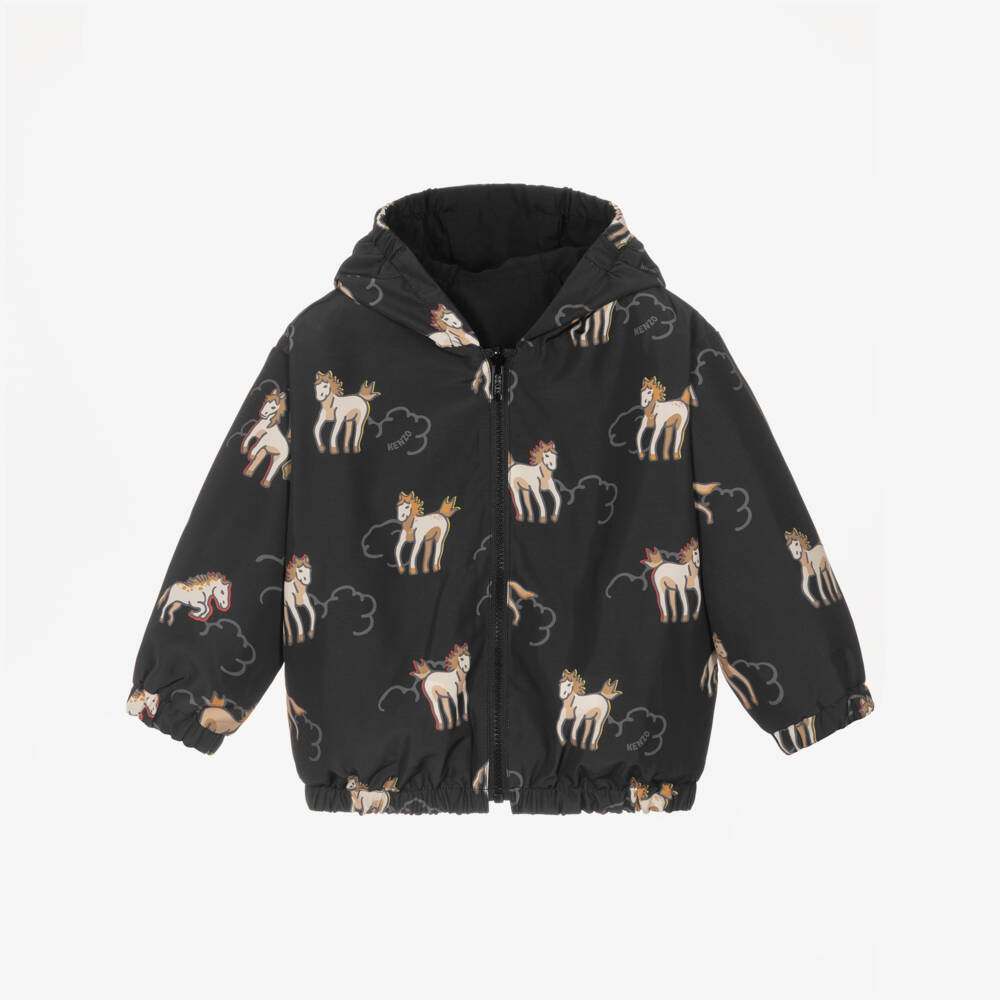 KENZO KIDS-Black Lunar New Year Reversible Hooded Jacket | Childrensalon