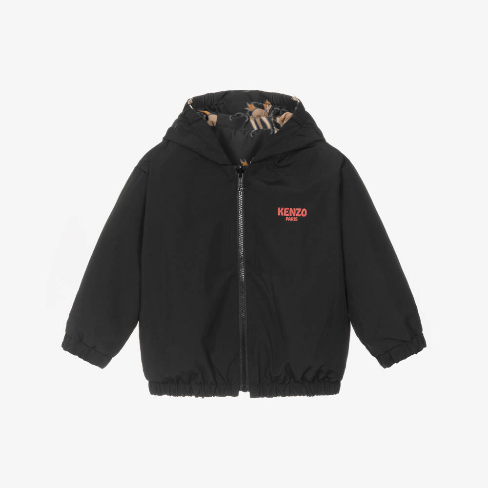 KENZO KIDS-Black Lunar New Year Reversible Hooded Jacket | Childrensalon