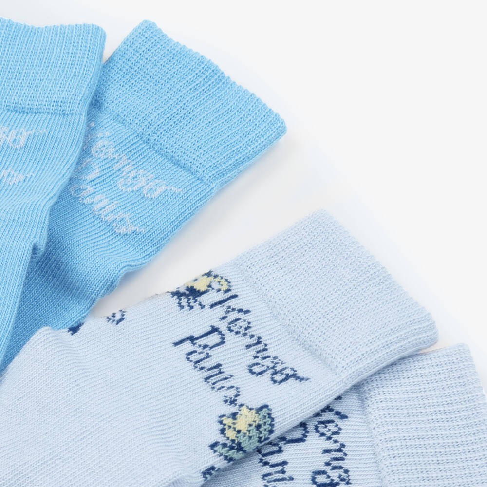 KENZO KIDS-Blue Cotton Baby Socks (2 Pack) | Childrensalon