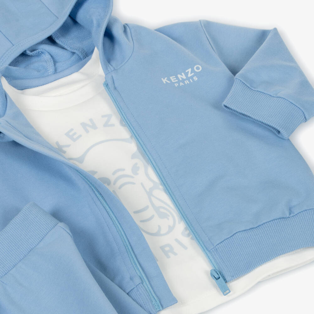 KENZO KIDS-Blue Cotton Elephant Baby Tracksuit Set | Childrensalon