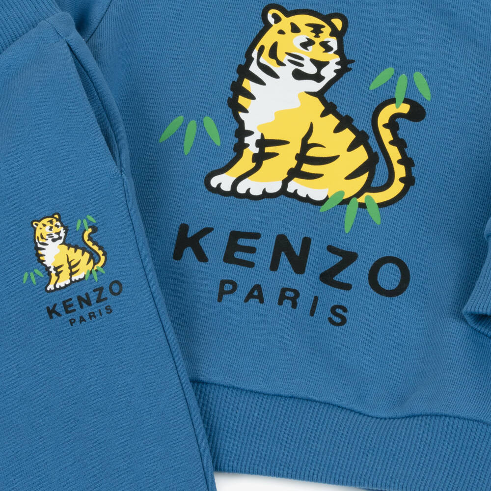 KENZO KIDS-Blue Cotton Jersey Kotora Tiger Tracksuit | Childrensalon