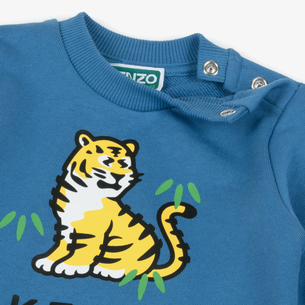 KENZO KIDS-Blue Cotton Jersey Kotora Tiger Tracksuit | Childrensalon