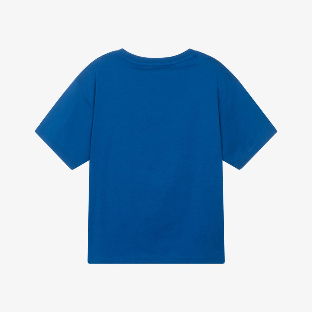 KENZO KIDS-Blue Elephant Logo Cotton T-Shirt | Childrensalon