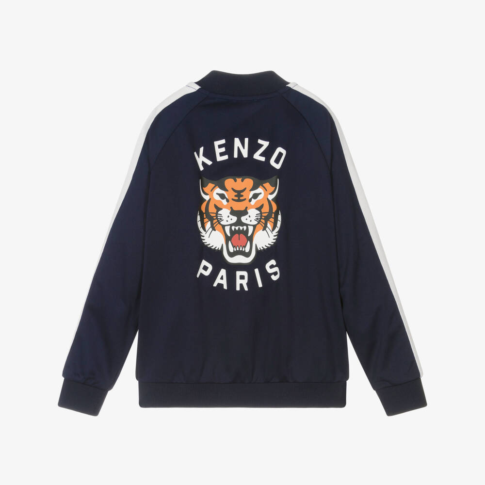 KENZO KIDS-Blue Lucky Tiger Zip-Up Top | Childrensalon