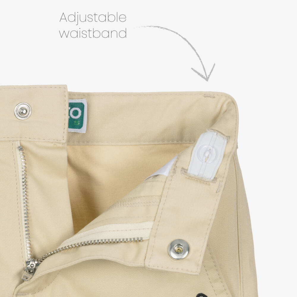 KENZO KIDS-Boys Beige Cotton Bermuda Shorts with 1970 Logo | Childrensalon