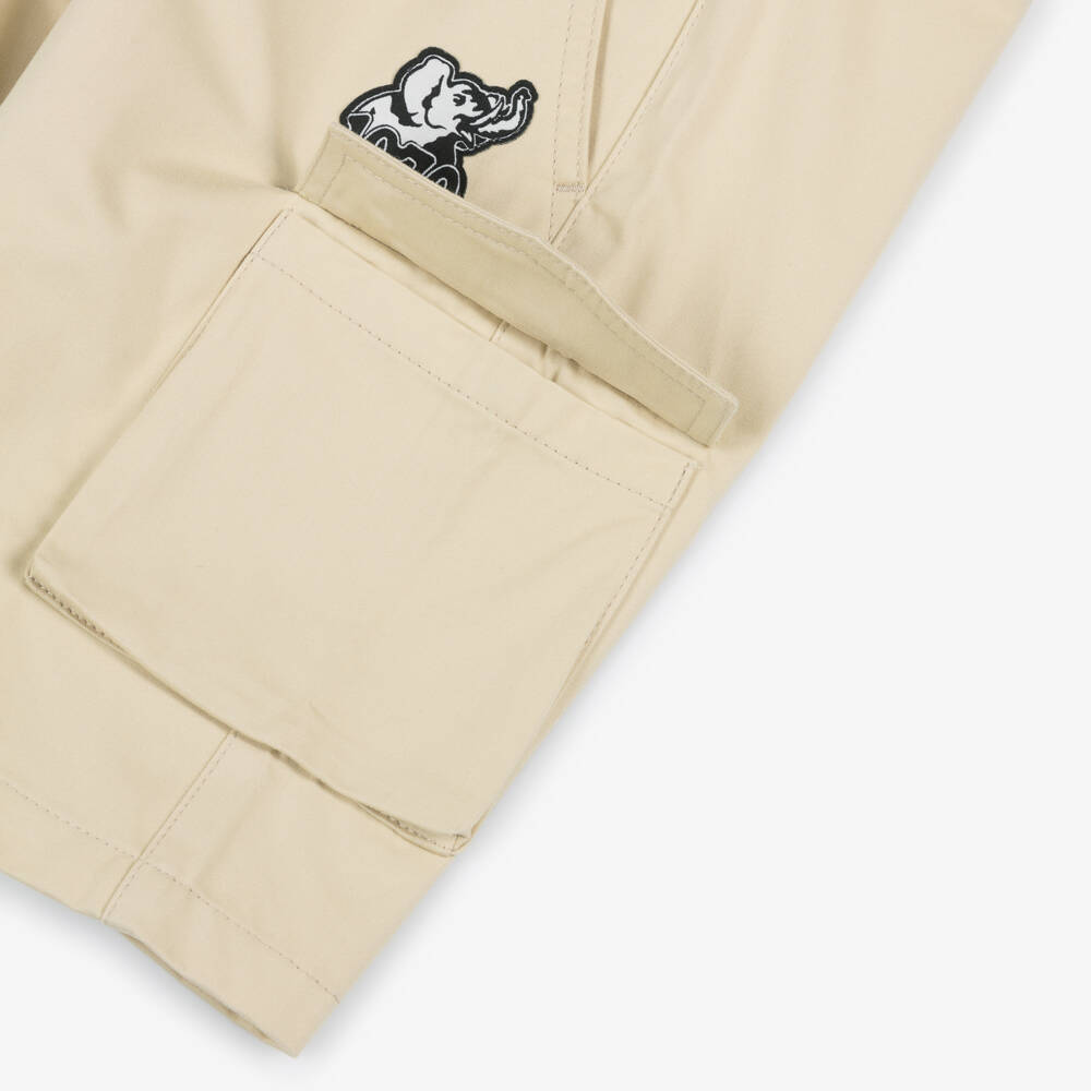 KENZO KIDS-Boys Beige Cotton Bermuda Shorts with 1970 Logo | Childrensalon
