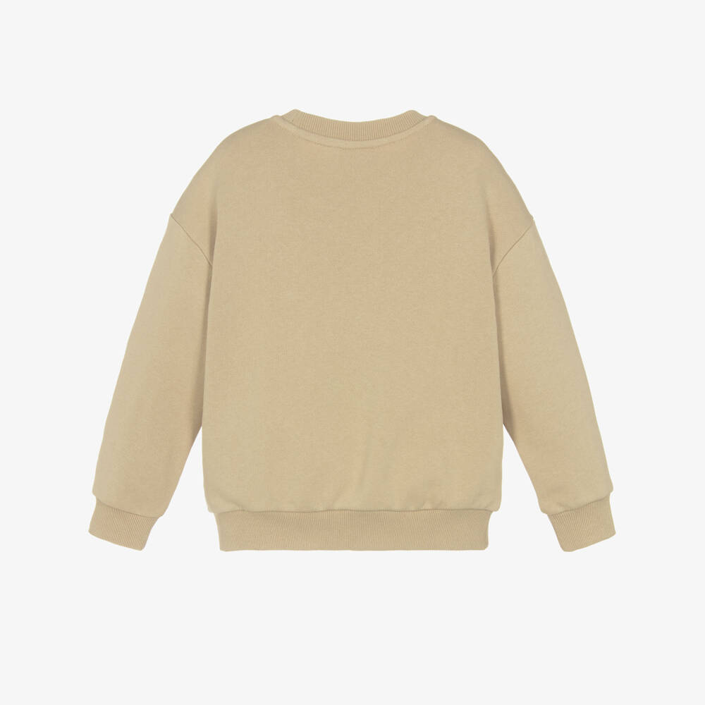 KENZO KIDS-Свитшот бежевый хлопковый с вышивкой тигра для мальчиков | Childrensalon
