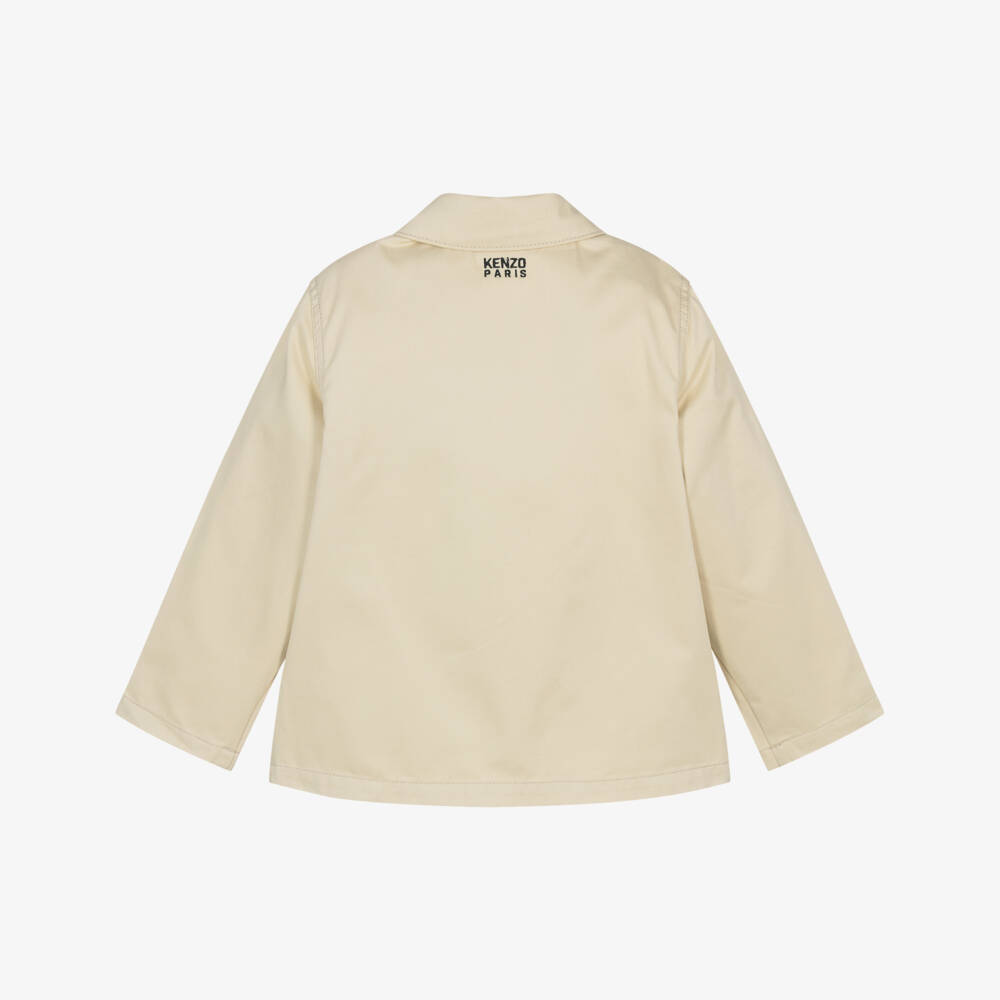 KENZO KIDS-Куртка бежевая хлопковая с логотипом 1970 для мальчиков | Childrensalon