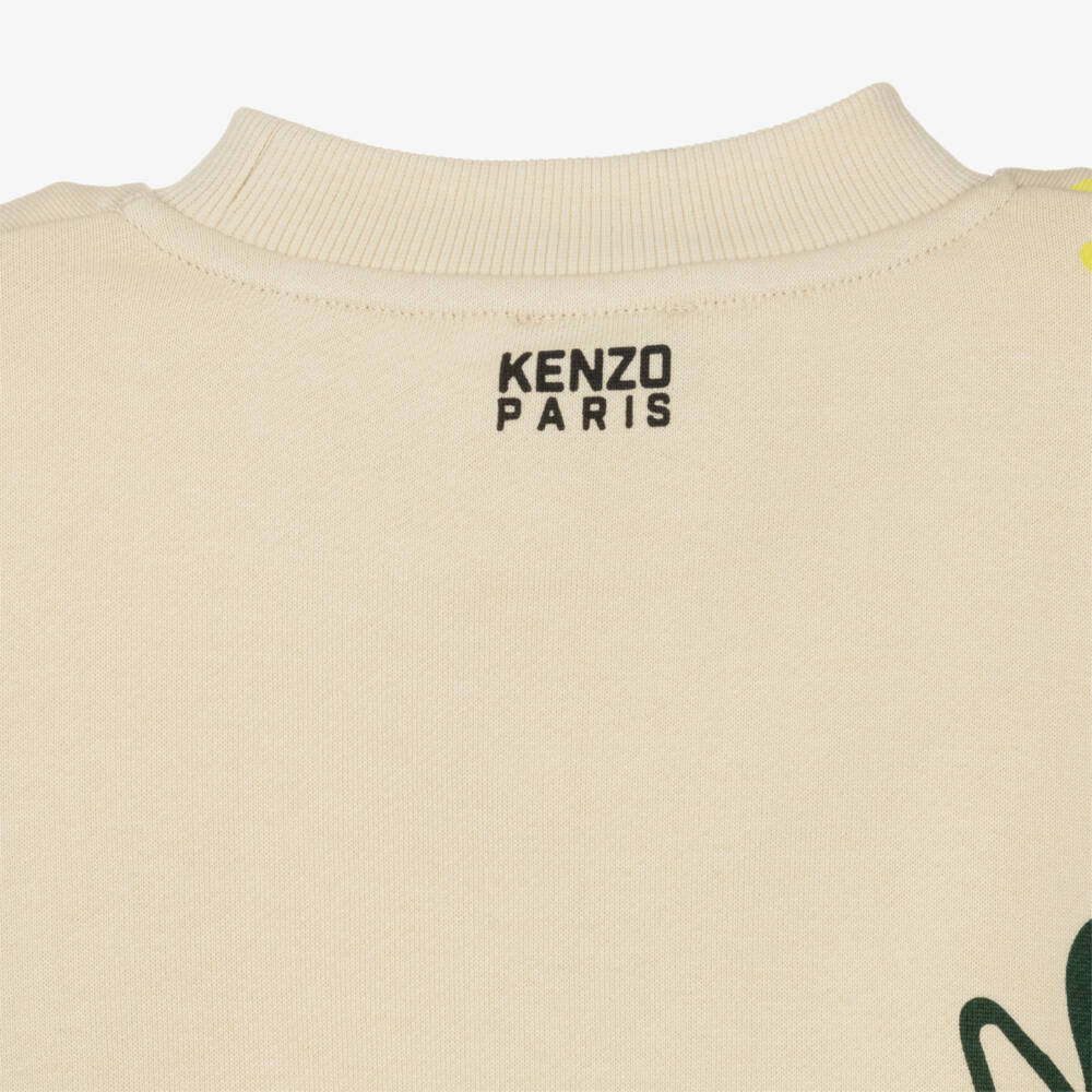 KENZO KIDS-Boys Beige Jungle Print Cotton Sweatshirt | Childrensalon