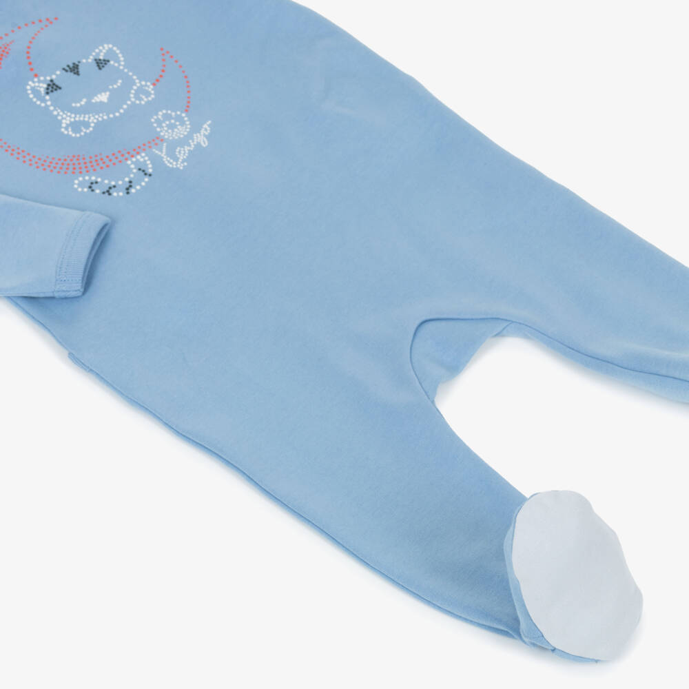KENZO KIDS-Boys Blue Cotton Cat & Moon Babygrow | Childrensalon