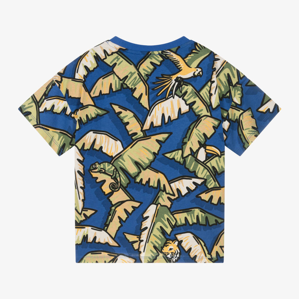 KENZO KIDS-Boys Blue Cotton Jungle T-Shirt | Childrensalon