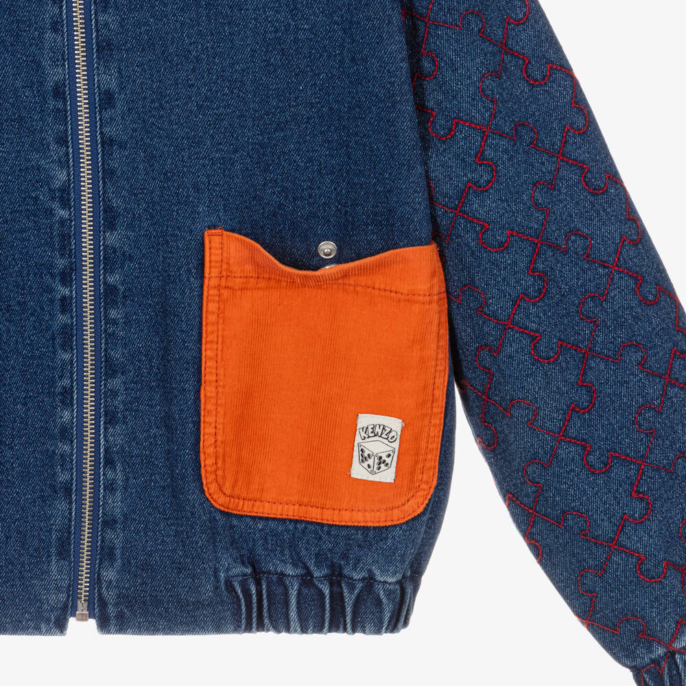 KENZO KIDS-Boys Blue Denim Bomber Jacket | Childrensalon