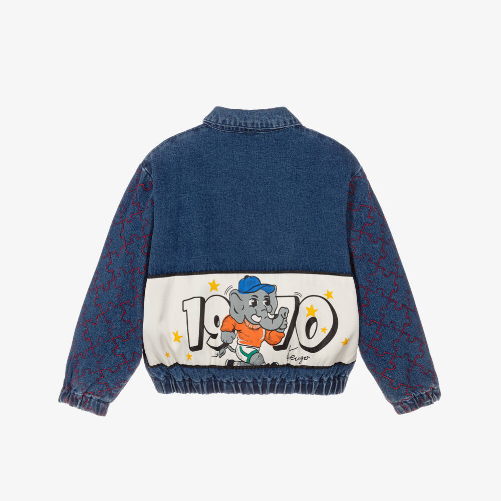 KENZO KIDS-Boys Blue Denim Bomber Jacket | Childrensalon