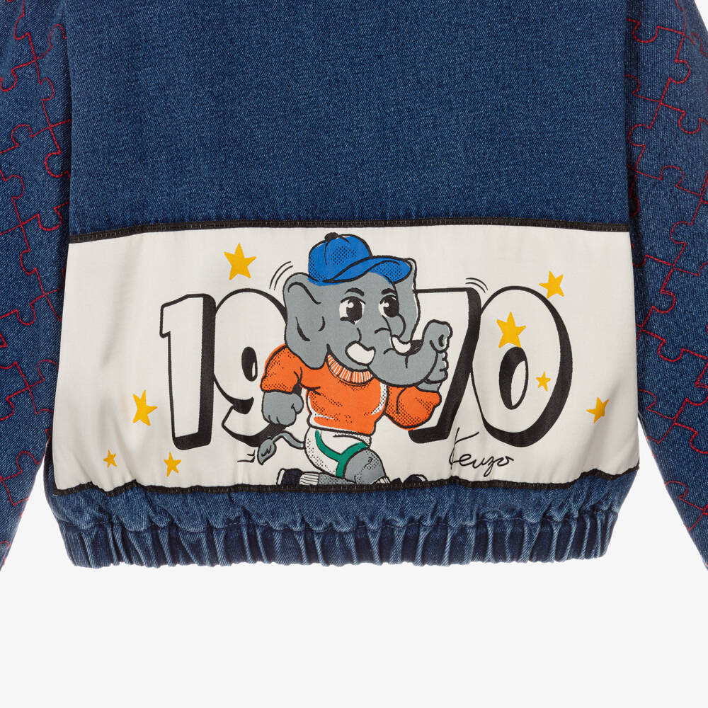 KENZO KIDS-Boys Blue Denim Bomber Jacket | Childrensalon